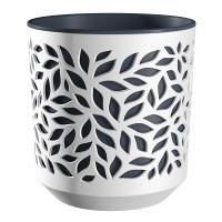 Кашпо Листья 4л белый с антрацит вставкой КШ-5828 /12шт/ПП 