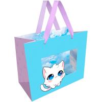 Пакет подарочный 23*18*10см "Sky kitten" фольга выбороч лак мат ламин MESHU /Рельеф