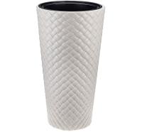 Кашпо РОТАНГ 42л кремовый со вставкой М3407