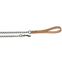 Поводок цепь с кожаной ручкой 3,5мм*120см/13412350/Каскад