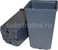 Горшок для рассады 2,1л черный квадратный (Роза) литье 12*12*19,5см КВ12Р