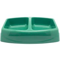Миска пластик двойная 30,5х19,5х7,5см 2*500мл темно-зеленая/Сч0822тз/Евро
