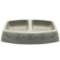 Миска пластик двойная 23,5х15х5см 2*200мл серая/Сч0839ср/Евро