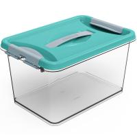 Контейнер д/хранения Клик 10л бирюзовый с защелками С274БИР