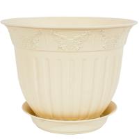 Цветочный горшок Виноград 1,6л кремовый с поддоном 5PL0144 