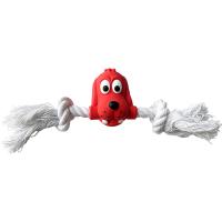 Игрушка с Мордочка собачки с веревкой с пищалкой из латекса 20см/ЛС317/Евро