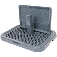 Туалет д/собак ВИКОНТ со столбиком и стенкой 48,5*34*27см серый/2938/Дарэлл