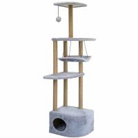 Когтеточка Комплекс Башня угловая с гамаком джут 48*48*h171см серый/8370сер/Дарэлл