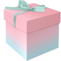Коробка складная подарочная "Duotone. Mint-Pink gradient" (15*15*15см) с лентой MESHU /Рельеф