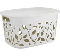 Коробка д/хранения ФЛОРА 12л белый ротанг с крышкой М2363 /6шт/М-пласт 