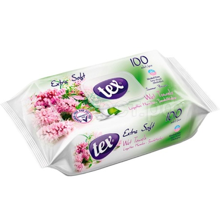 Салфетки влажные TEX 100шт летние цветы с клапаном /24шт/