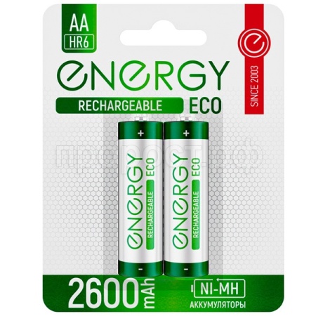 Аккумулятор (батарейка) Energy Eco Nimh 2600mah HR6/2B АА (2шт) /80шт/104989
