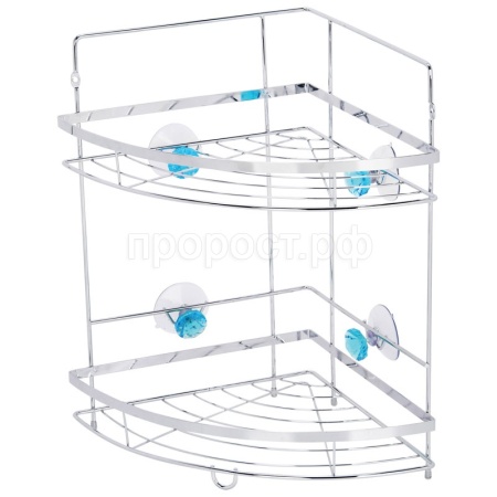 Полка для ванной угловая Бриллиант 2-х ярусная  на присосках 24,5*24,5*38см хром 310795