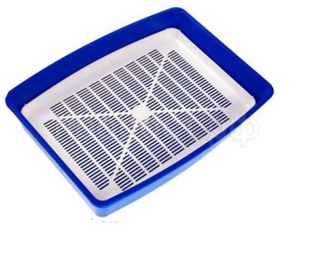 Туалет для кошек глубокий с сеткой синий ВАКА 