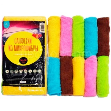 Салфетка универсальные (10шт) 30*30см из микрофибры ТХ-111УЗ200 /40шт/ АкваМаг