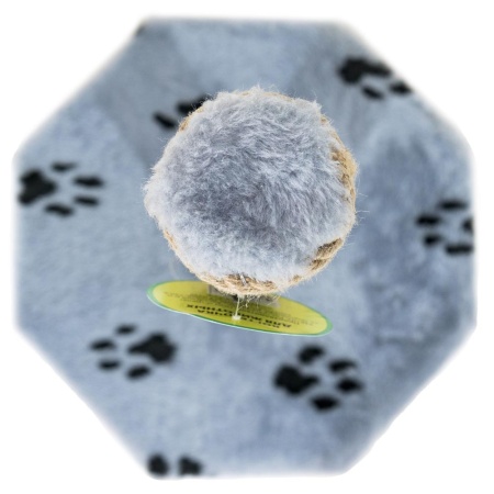 Когтеточка столбик мех, джут серый 35*35*50см/DONBARON