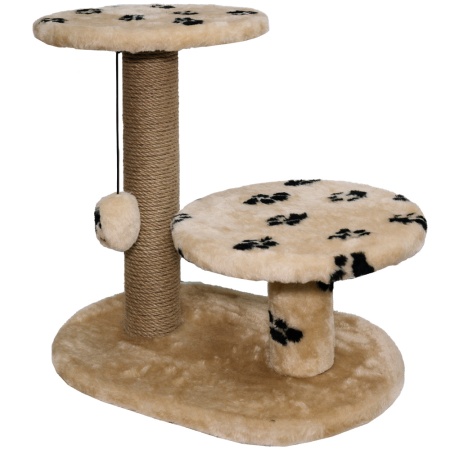 Когтеточка с двумя полками круг джут беж с игрушкой 37*57*55см/DONBARON