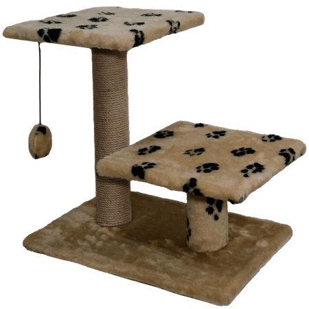 Когтеточка с двумя полками квадрат джут коричневый с игрушкой 37*57*55см/DONBARON