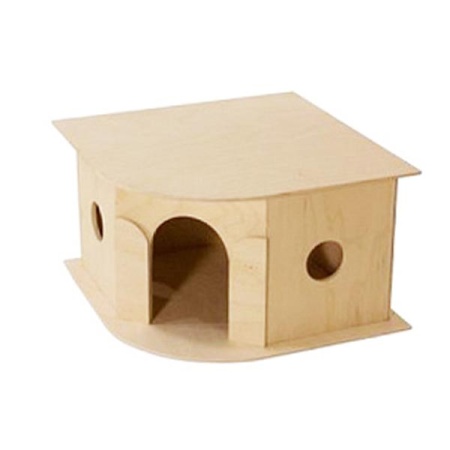 Игрушка для грызунов Домик деревянный для морской свинки угловой 30*30*18см/8555