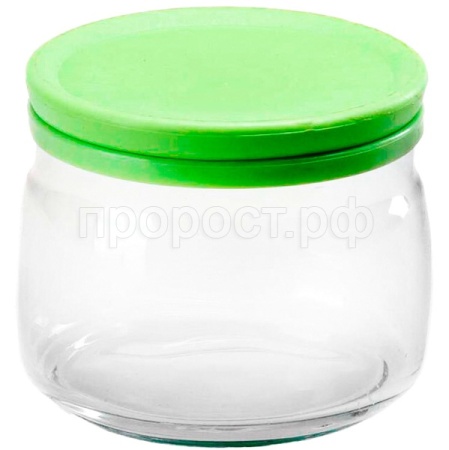 Банка стеклянная 420мл Чешни с крышкой зеленой /43002SLB