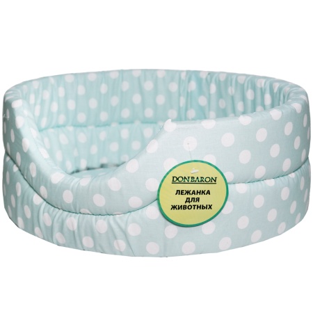 Лежанка овальная стеганая поролоновая хлопок Горох МИКС 42*34*18см/DONBARON