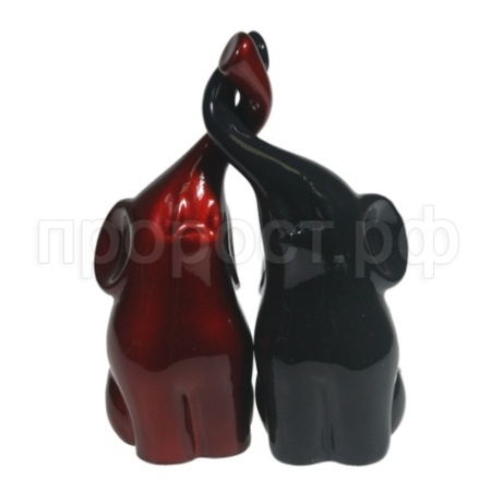 Пара слонов (черно-бордовый глянец)  L6,5W12H16  713446/S029 Пара слонов (черно-бордовый глянец)  L6,5W12H16  713446/S029