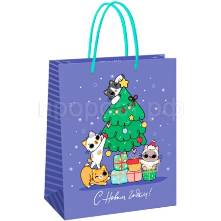 Пакет подарочный 26*32*12см "Cats congrats"  матовая ламинация MESHU/MS_61610/Рельеф