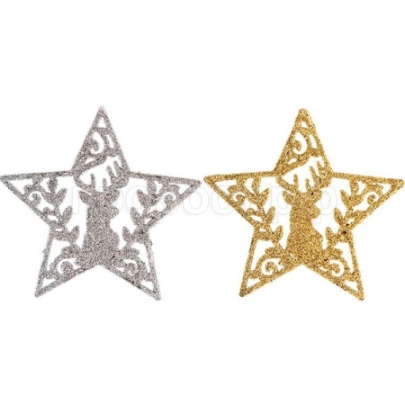 Набор украшений Звездочки (6шт) 10см золото/серебро 005651