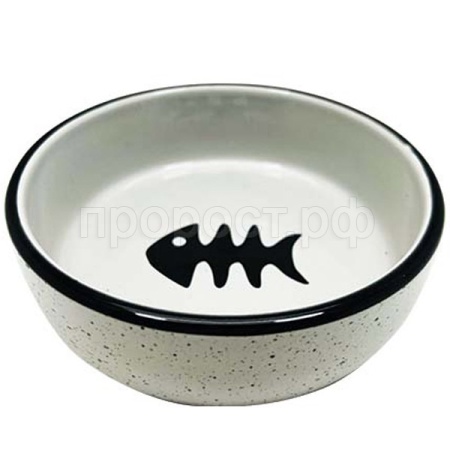 Миска керамика серая с черной рыбкой 13,4*13,4*4см 320мл/МКР2108/Евро