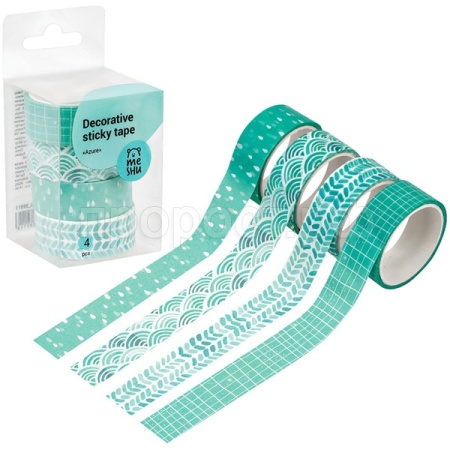 Набор клейких декоративных лент MESHU "Azure" 4шт /MS_36911/Рельеф