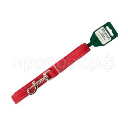 Поводок капрон 20мм*1,5м красный со светоотражающими полосами DONBARON